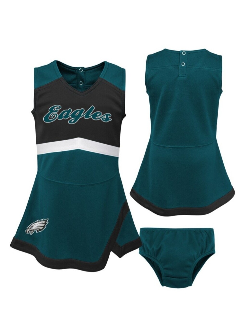 Toddler Midnight Green & Black Philadelphia Eagles Cheerleader Jumper Dress